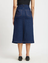 Denim A-Line Skirt - Navy Blue