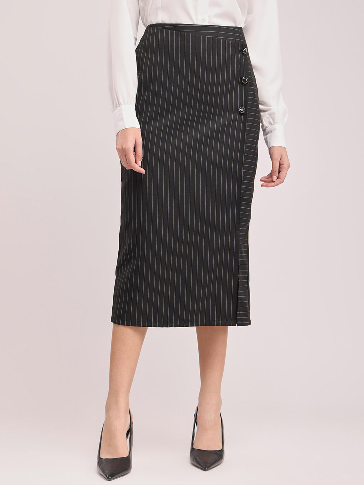 Straight Fit Skirt - Black And White