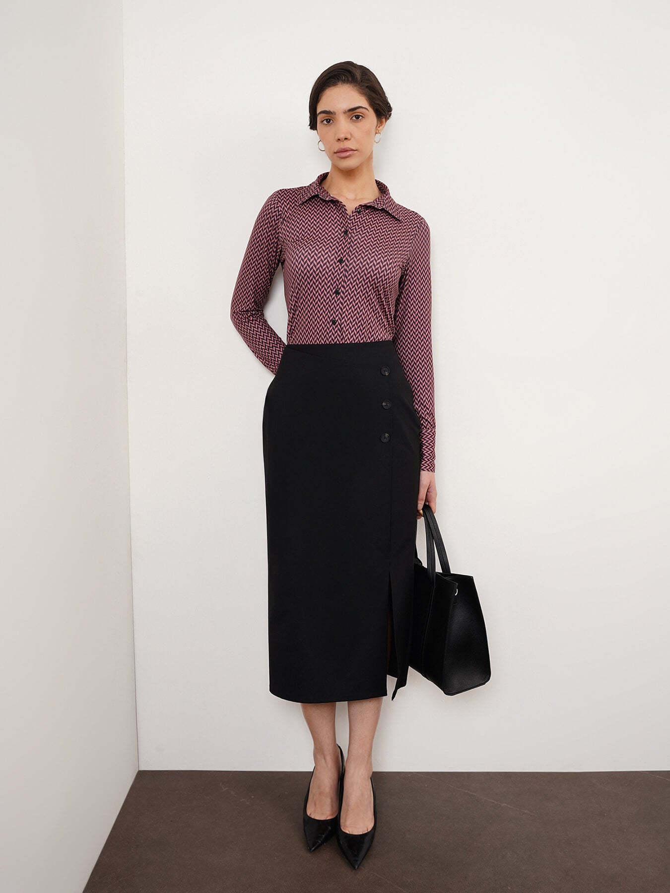 Cotton Straight Skirt - Black