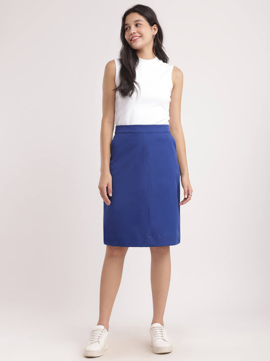Stretchable A-line Skirt - Royal Blue