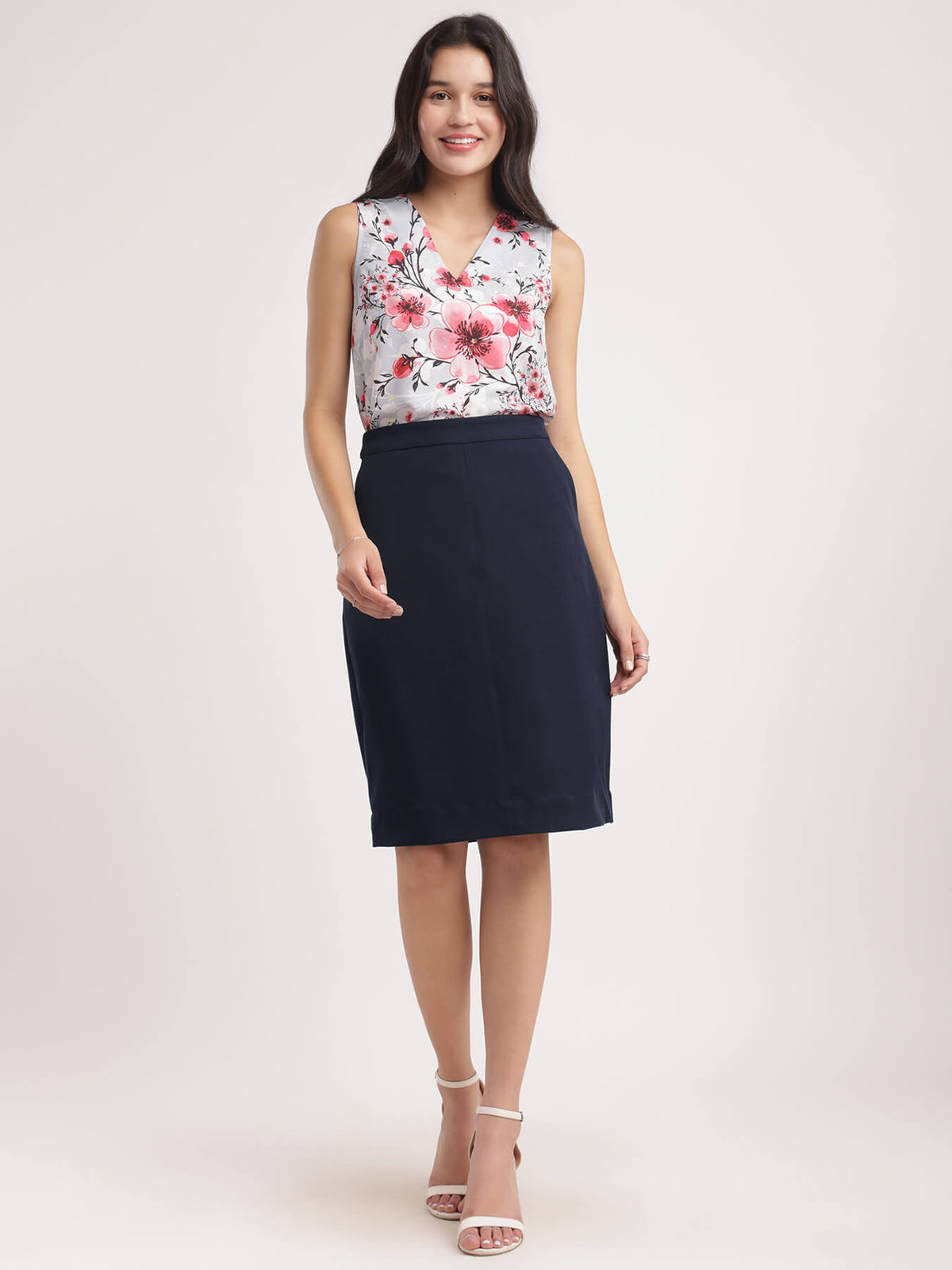 Stretchable A-line Skirt - Navy