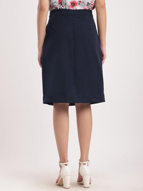 Stretchable A-line Skirt - Navy