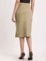 Stretchable Pencil Skirt - Beige