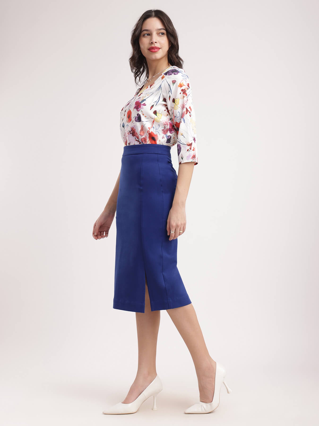 Stretchable Pencil Skirt - Royal Blue