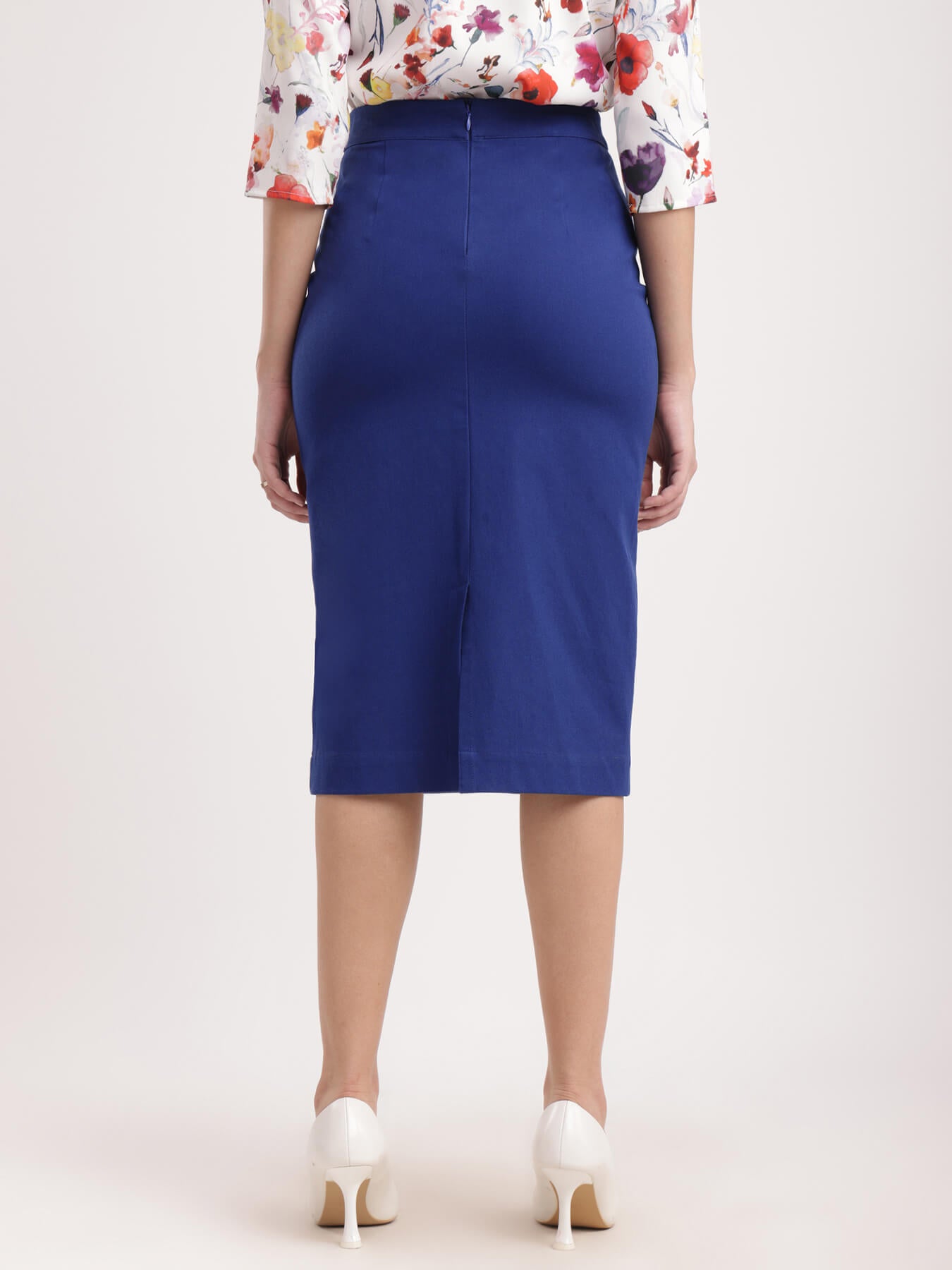 Stretchable Pencil Skirt - Royal Blue
