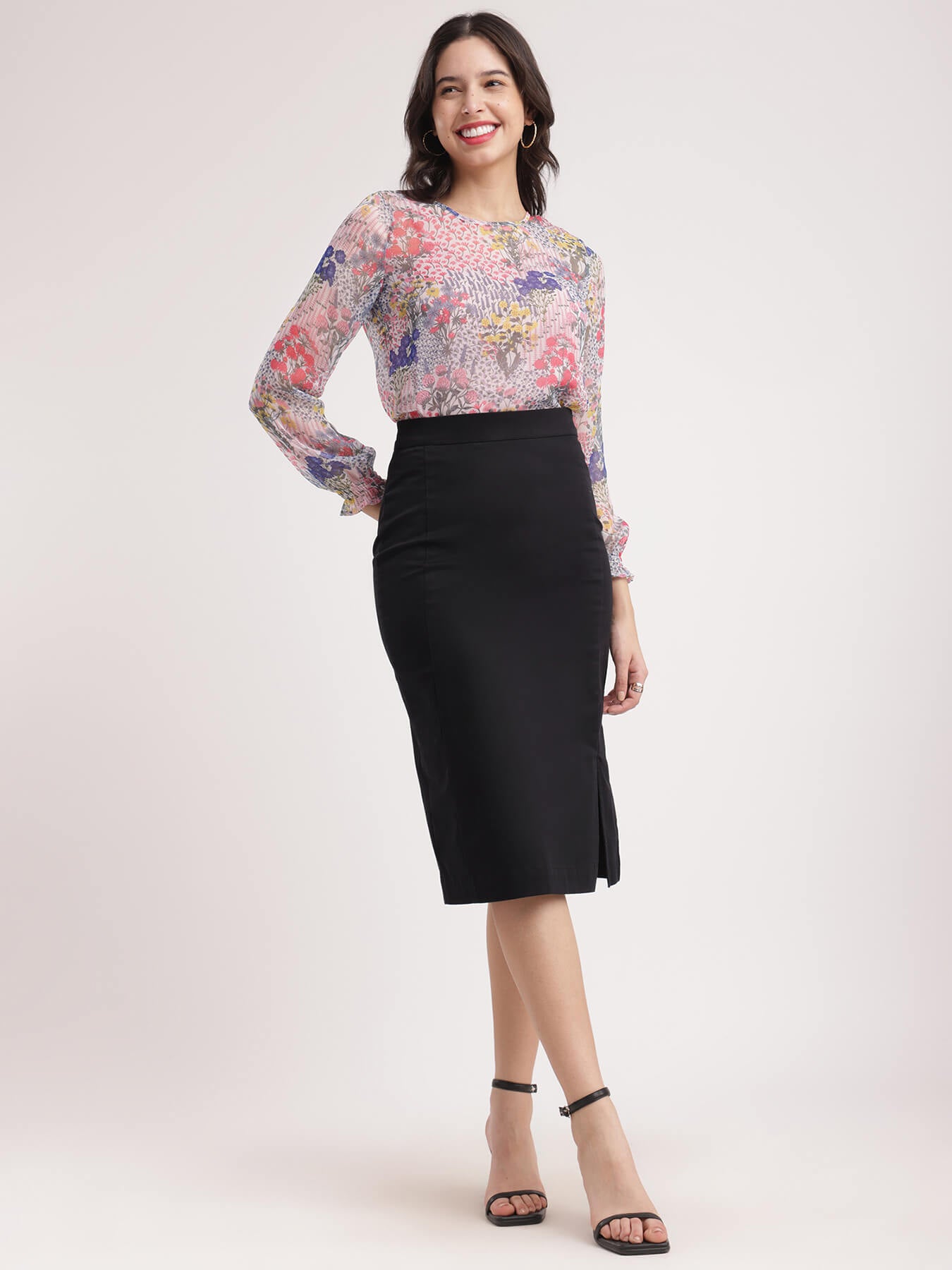 Stretchable Pencil Skirt - Black