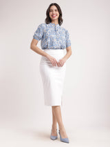 Stretchable Pencil Skirt - White