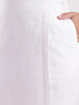 Linen Front Overlap Panel Skort - White