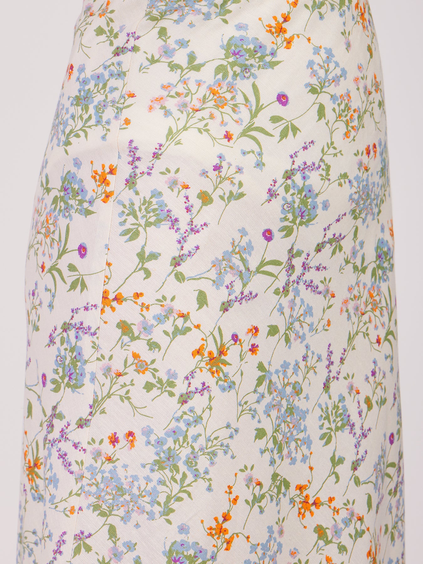 Linen Floral Skirt - Multicolour