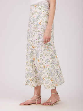 Linen Floral Skirt - Multicolour