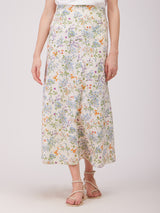 Linen Floral Skirt - Multicolour