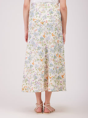 Linen Floral Skirt - Multicolour