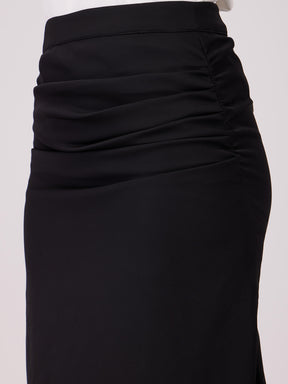 Side Slit Midi Skirt - Black