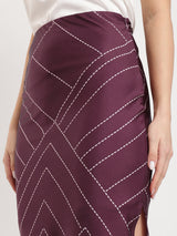 Stretchable Satin A-line Skirt - Maroon