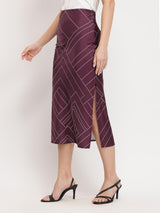 Stretchable Satin A-line Skirt - Maroon