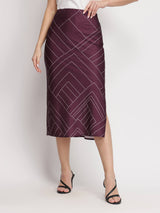 Stretchable Satin A-line Skirt - Maroon