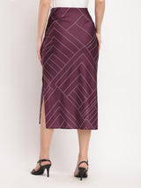 Stretchable Satin A-line Skirt - Maroon