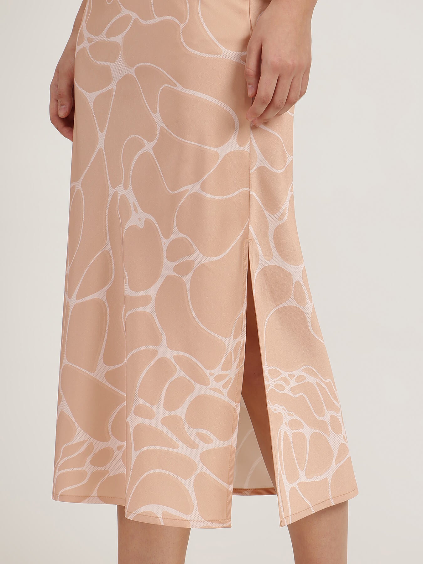 Satin Midi Skirt - Peach