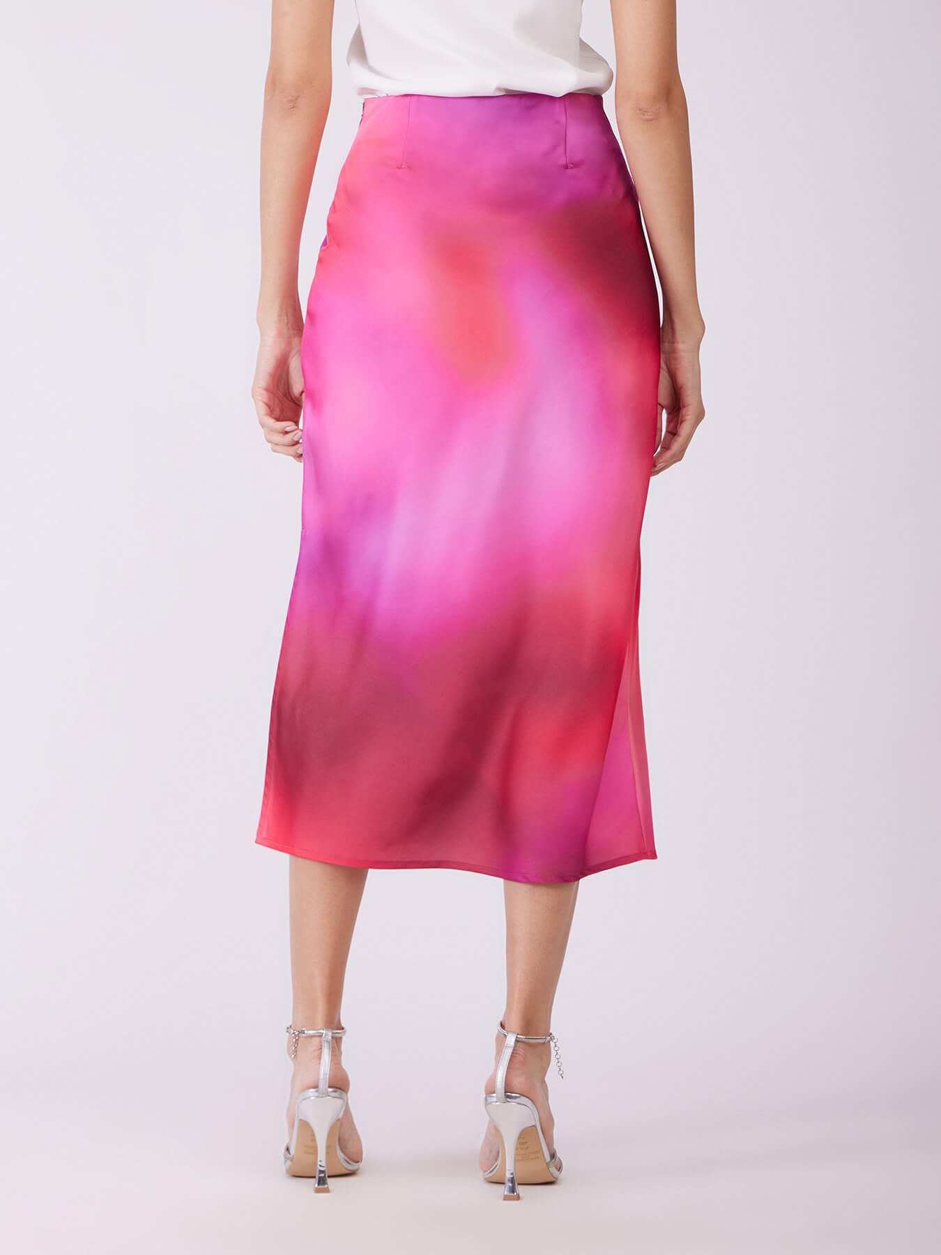 Stretch Satin Ombre Skirt - Pink