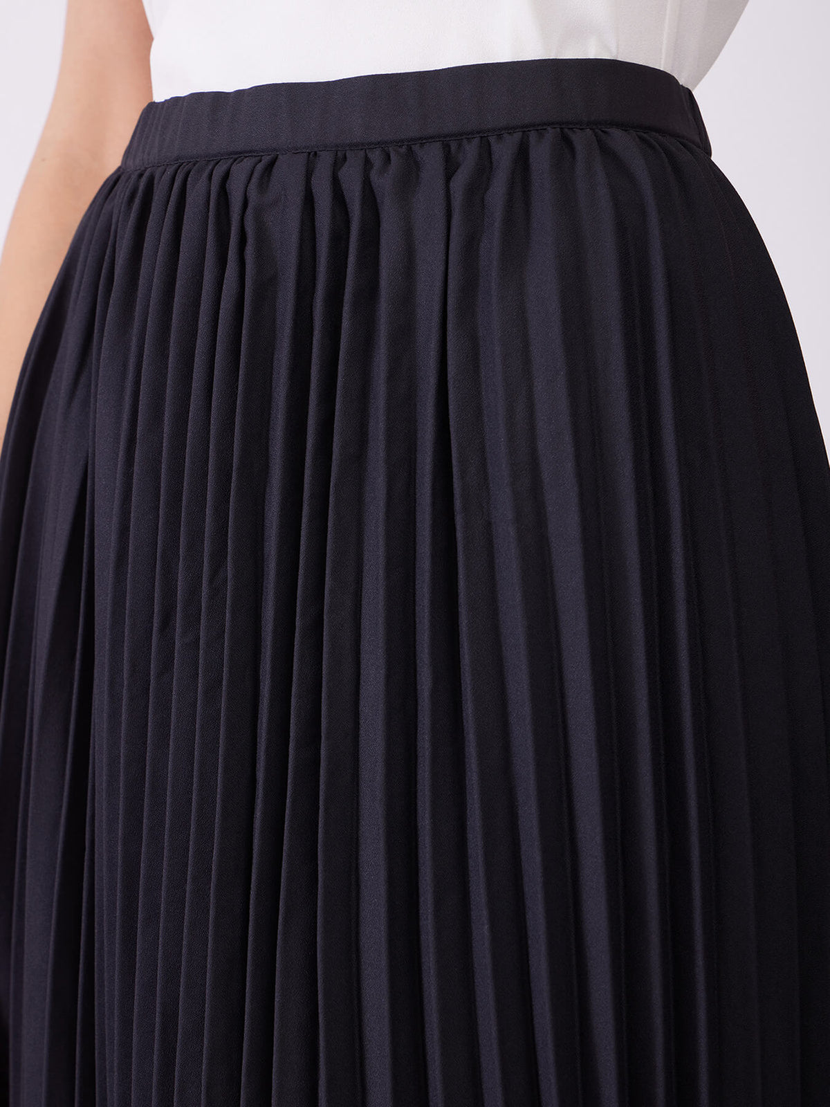 Pleated Asymmetric Skirt - Black