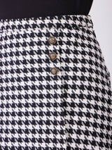 Tweed Front Slit Mini Skirt - Black And White