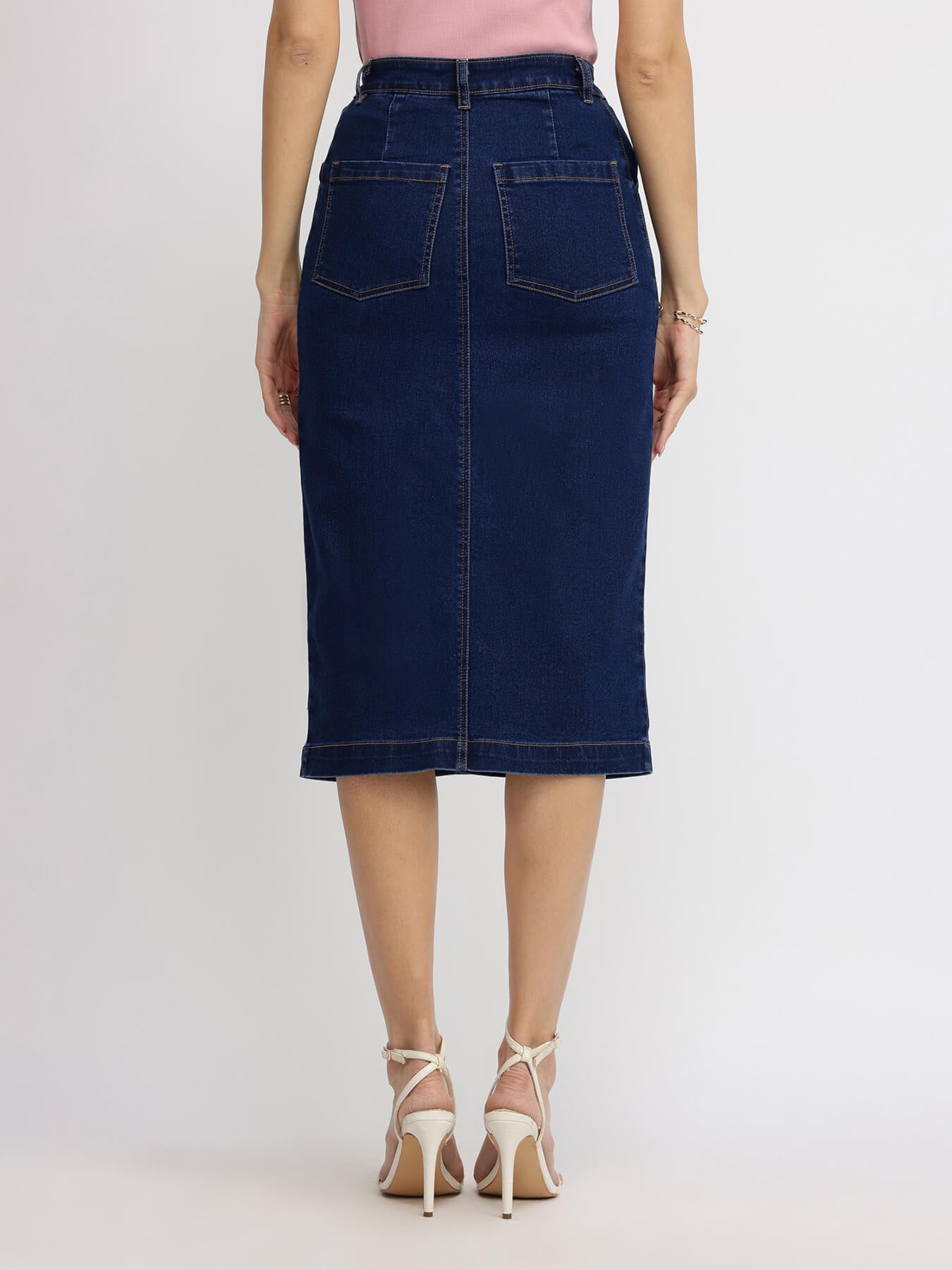 A-line Denim Skirt - Navy Blue