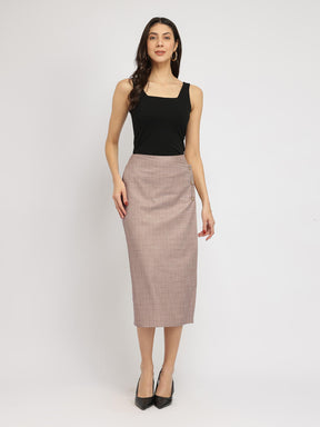 Straight Fit Skirt - Brown