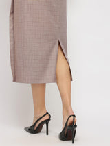 Straight Fit Skirt - Brown