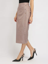 Straight Fit Skirt - Brown