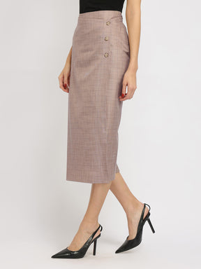 Straight Fit Skirt - Brown