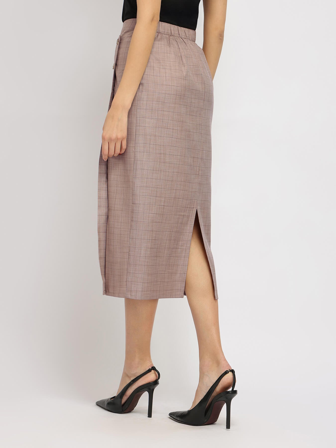 Straight Fit Skirt - Brown