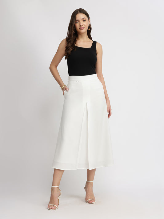 Pleated A-Line Skirt - White