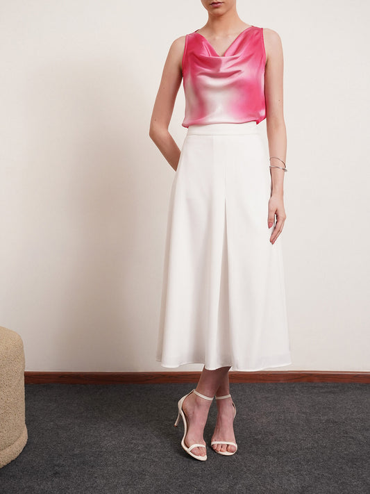 Pleated A-Line Skirt - White