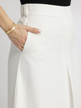 Pleated A-Line Skirt - White