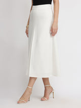 Pleated A-Line Skirt - White