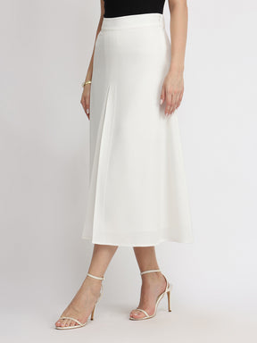Pleated A-Line Skirt - White