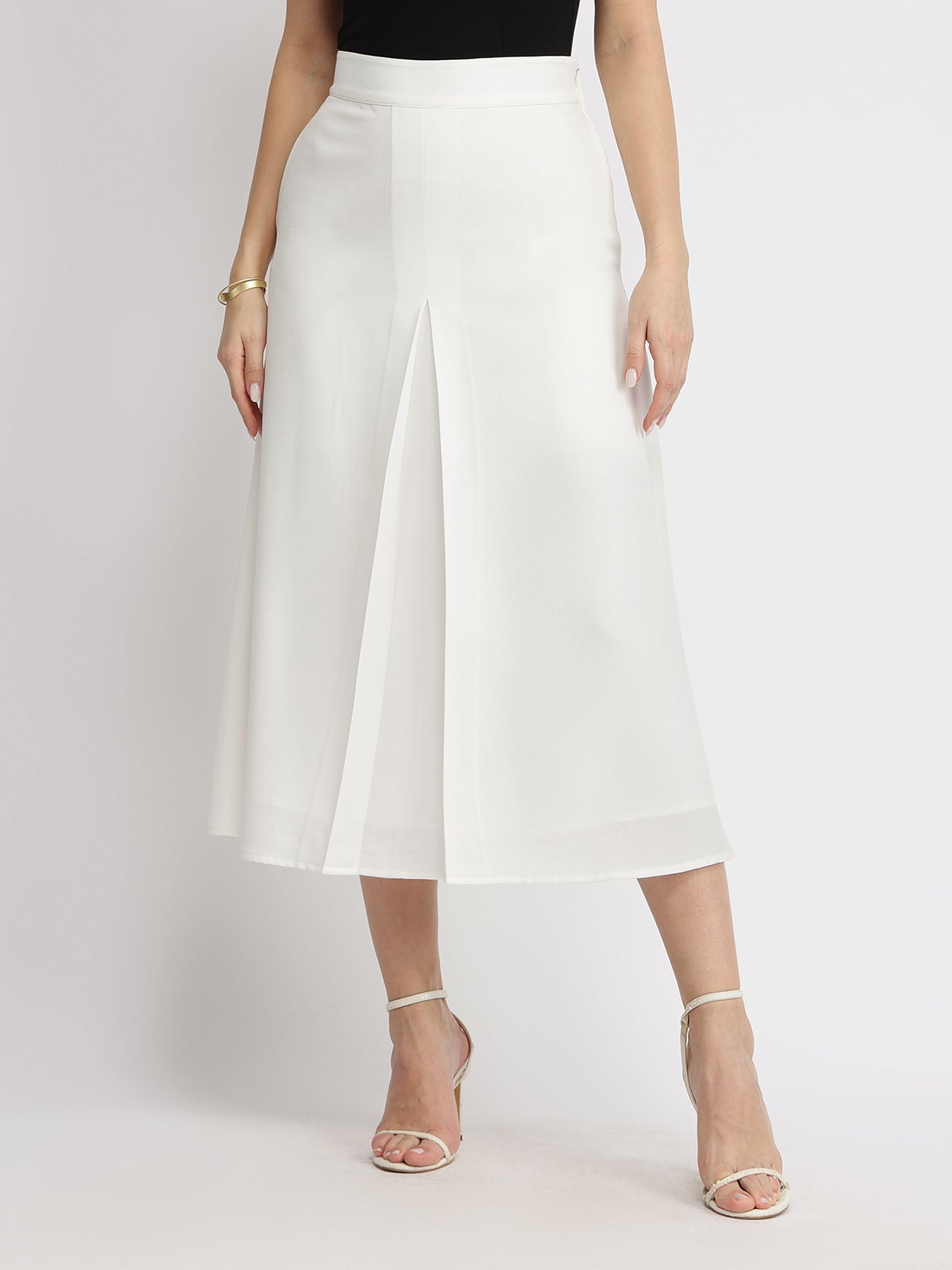 Pleated A-Line Skirt - White