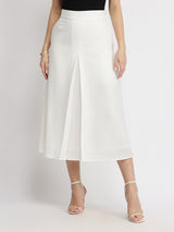 Pleated A-Line Skirt - White