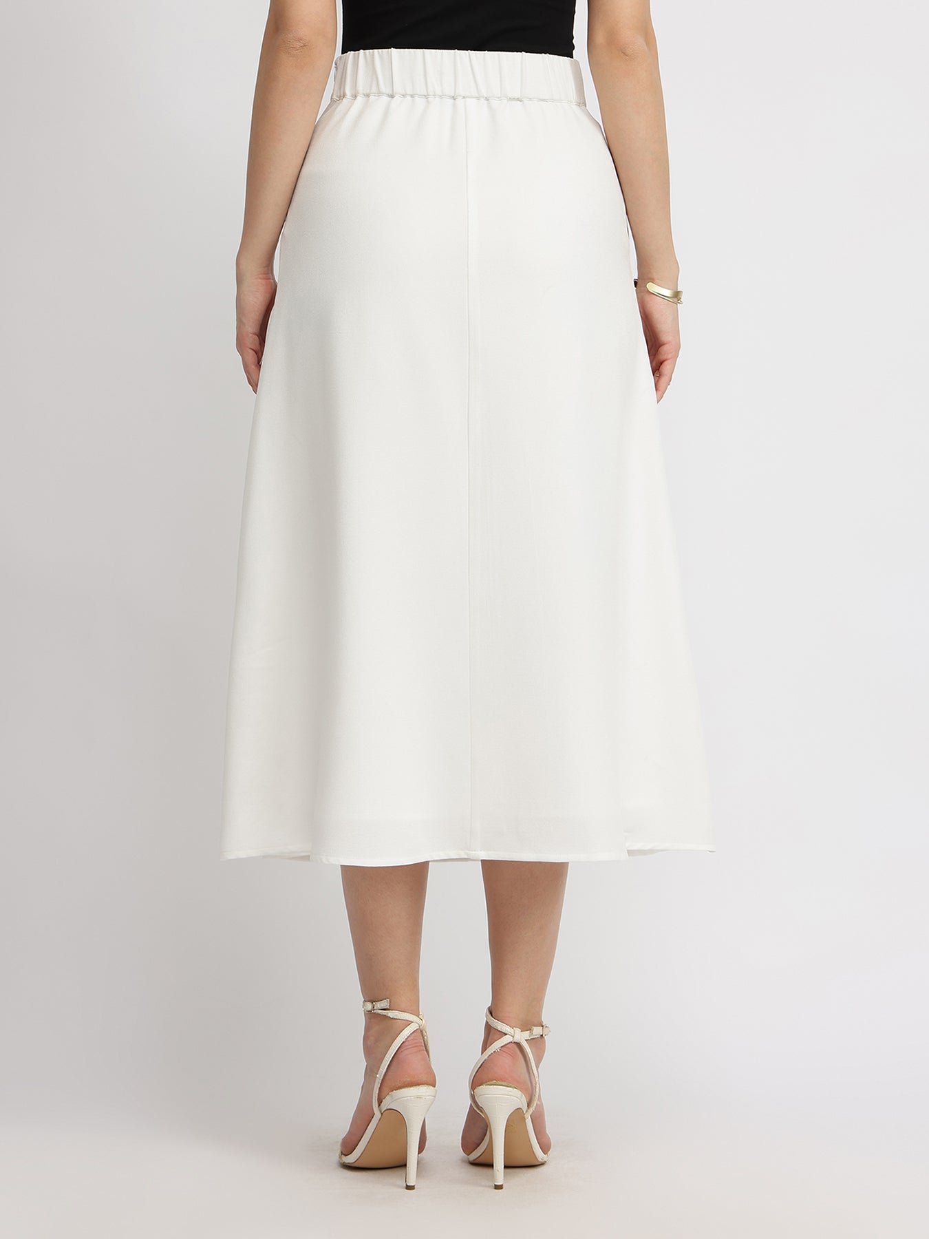 Pleated A-Line Skirt - White