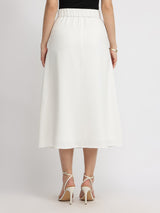 Pleated A-Line Skirt - White