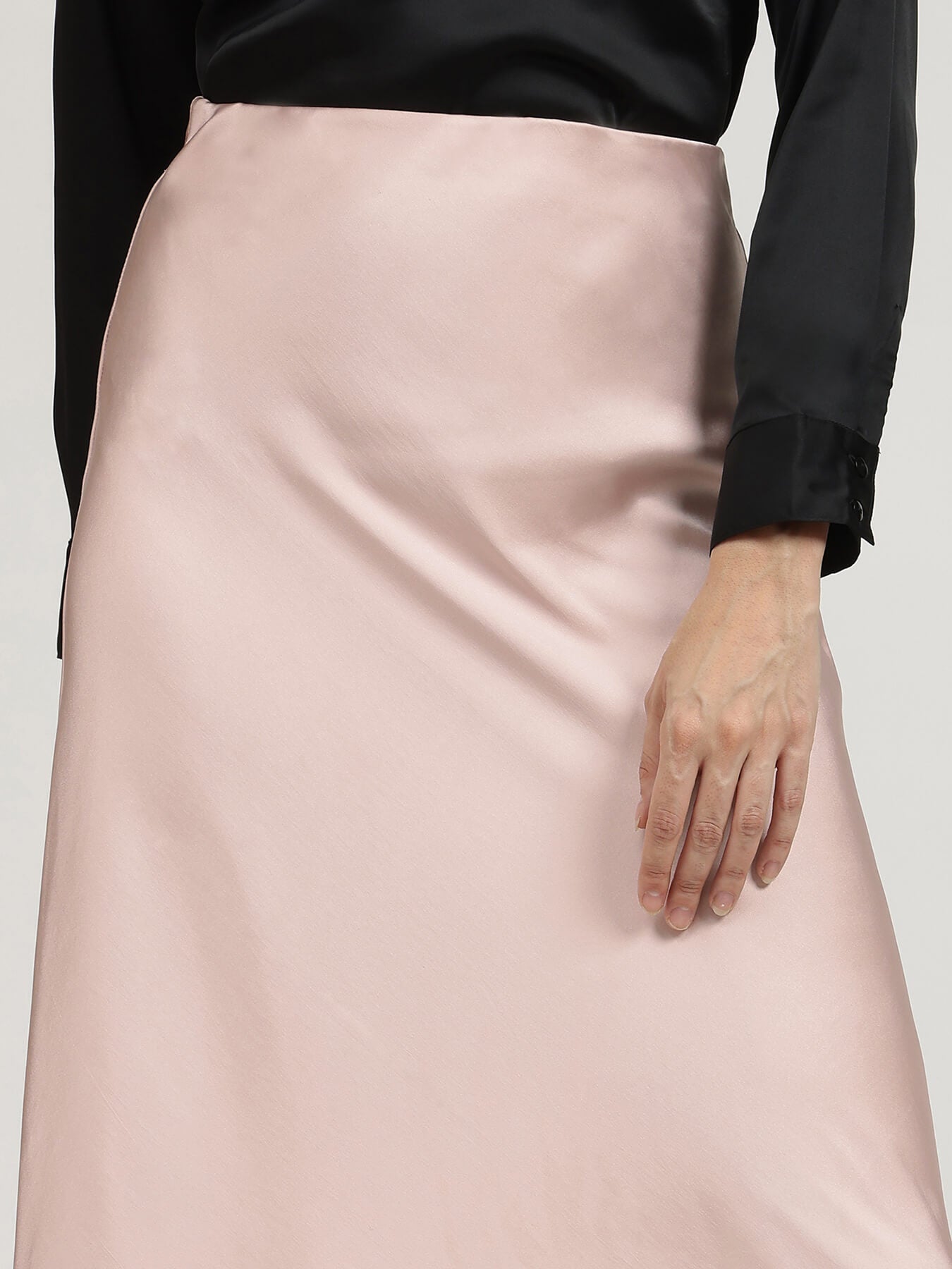 Satin A-Line Skirt - Pink
