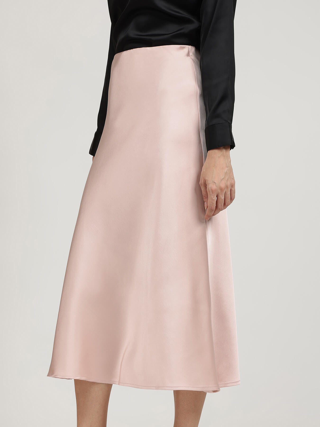 Satin A-Line Skirt - Pink