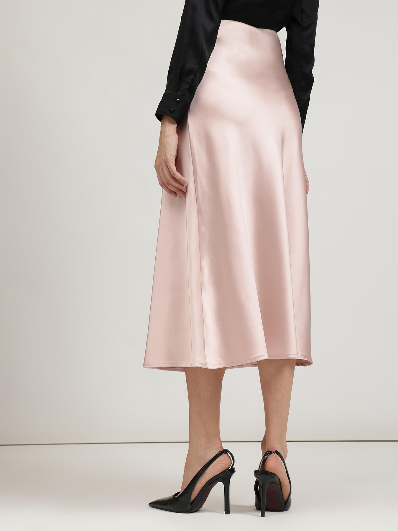 Satin A-Line Skirt - Pink