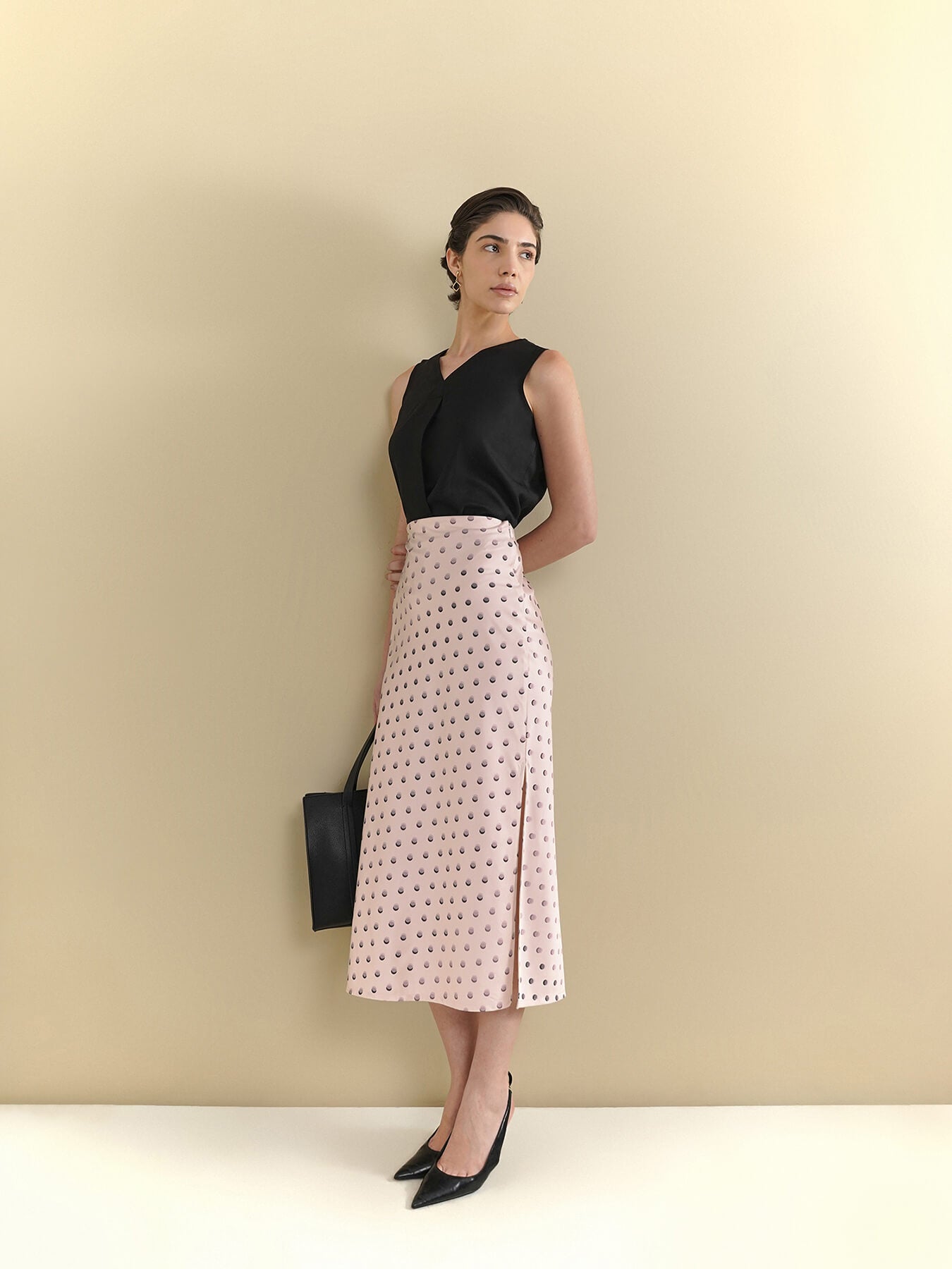 Satin Flared Skirt - White