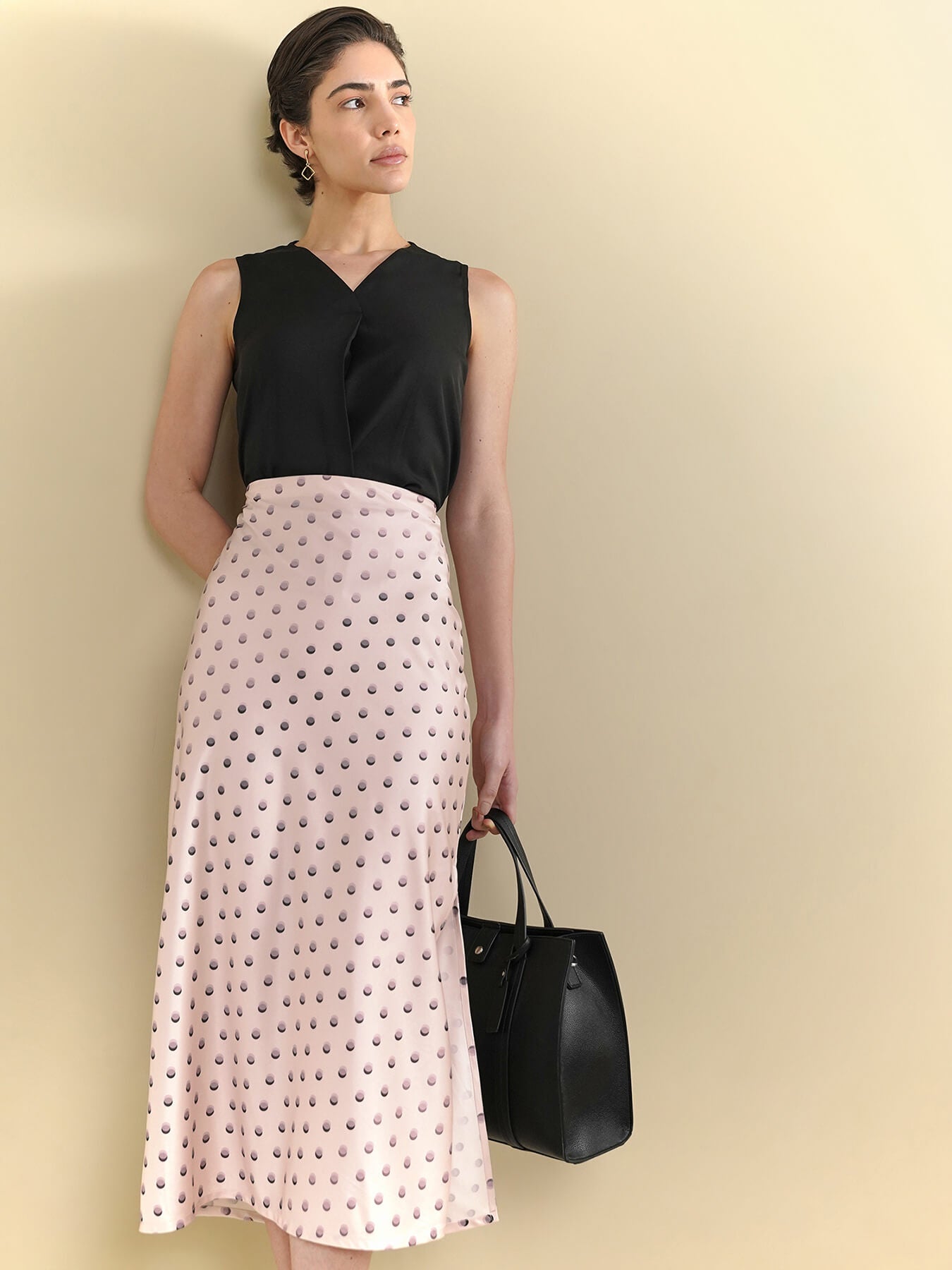 Satin Flared Skirt - White