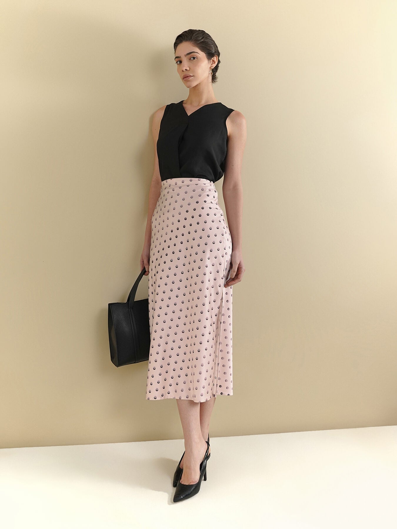 Satin Flared Skirt - White