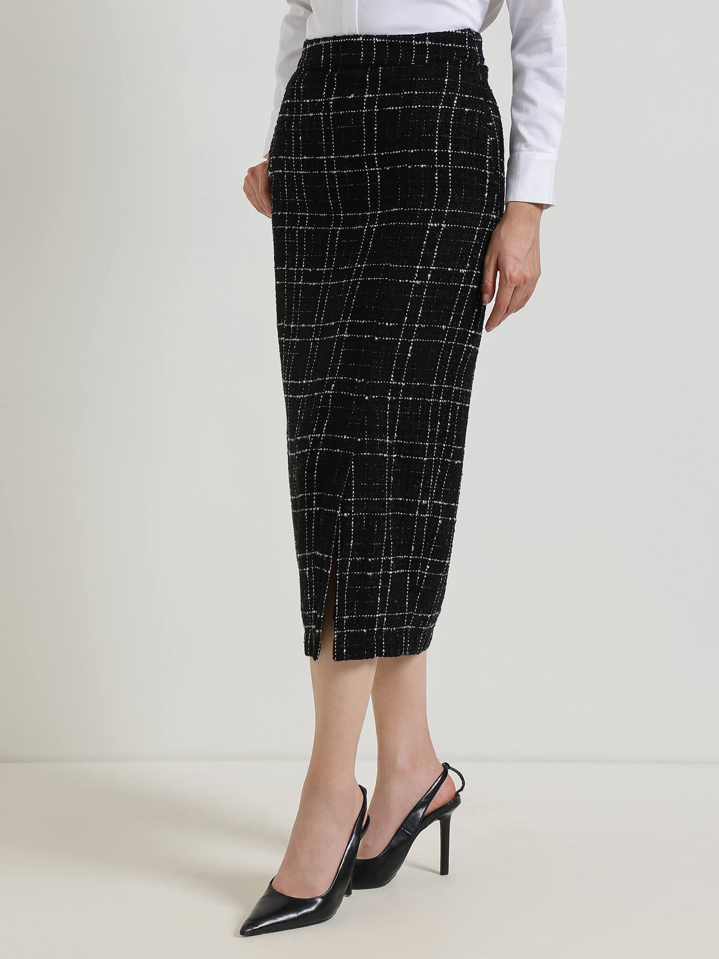 Tweed Pencil Skirt - Black