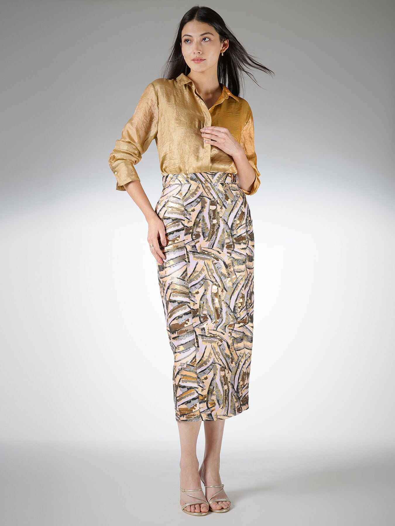 Brocade Pencil Skirt - Multi