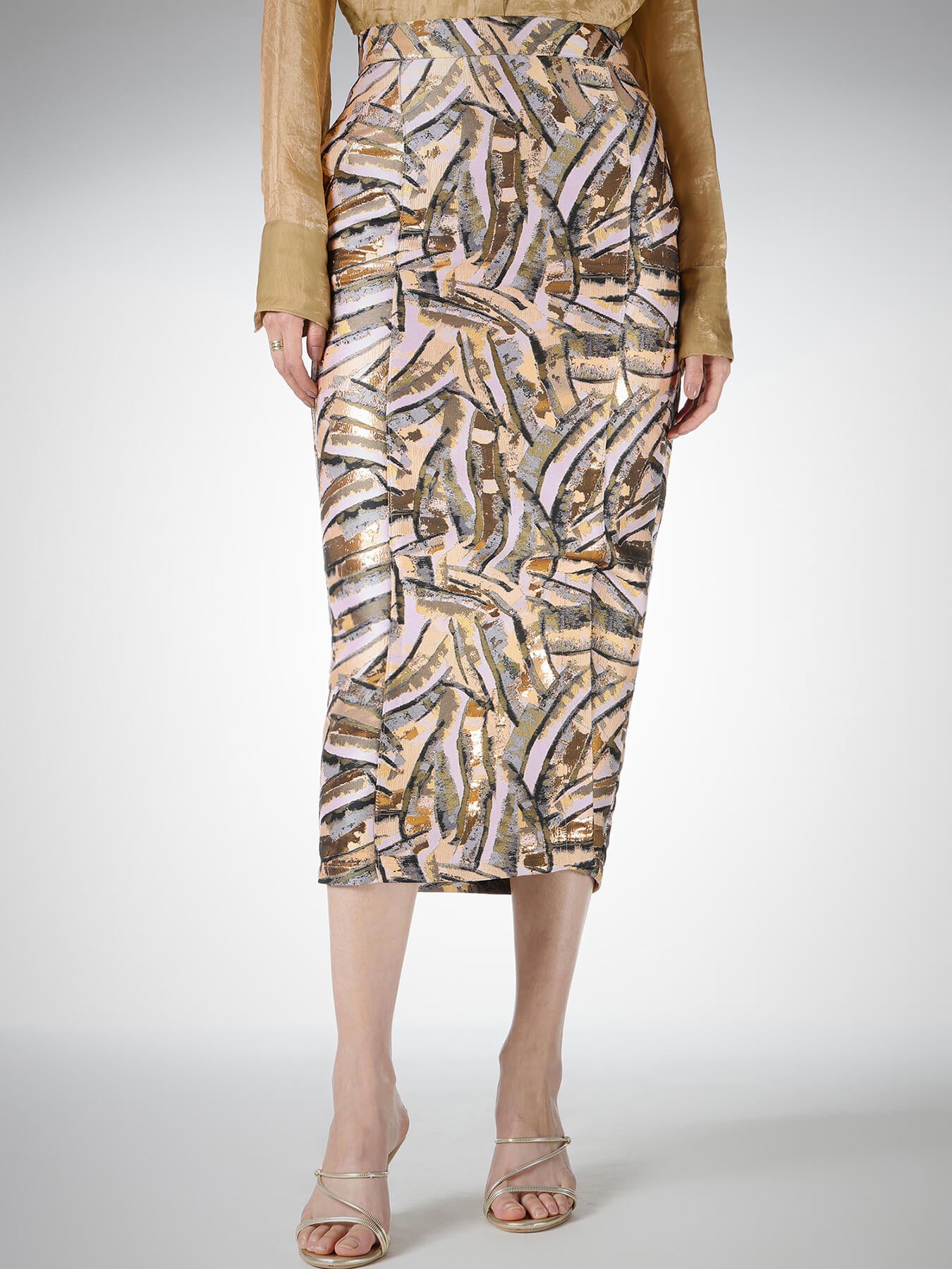Brocade Pencil Skirt - Multi
