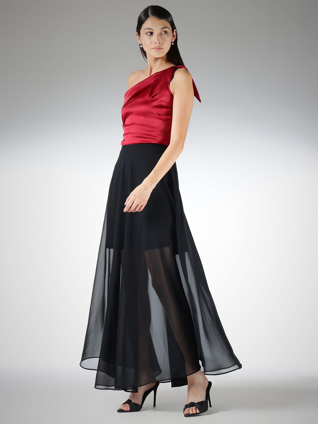 Georgette Sheer Maxi Skirt - Black